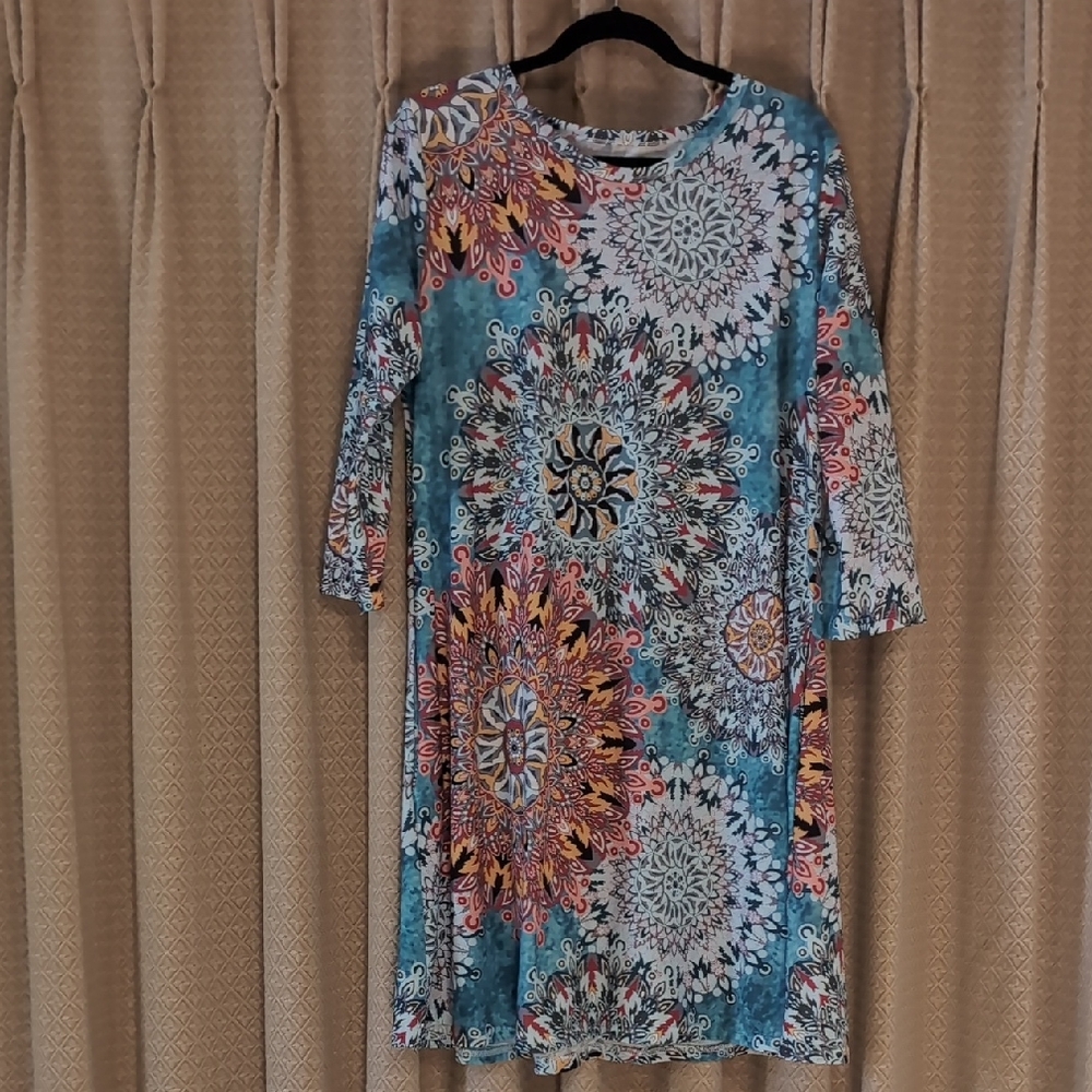 Women's Size XXL Sherosa Long Sleeve T-shirt Swing Dress With Pockets